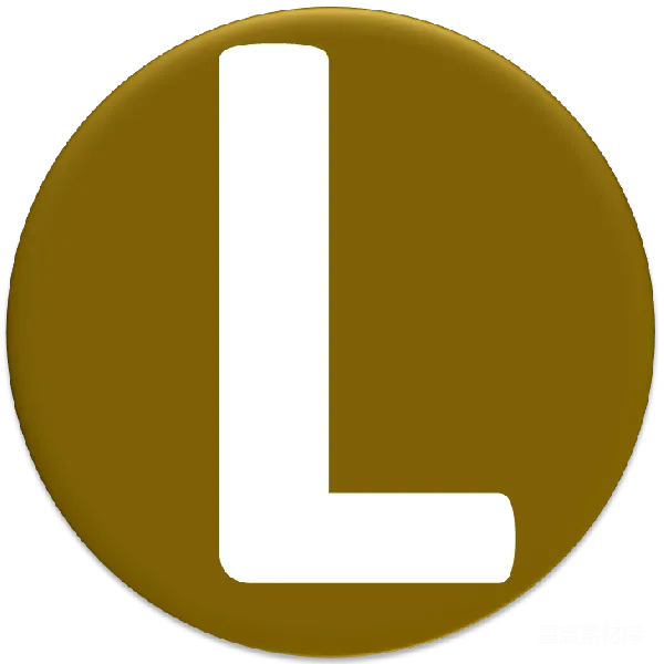 元素素材 金色背景中的大白字母L