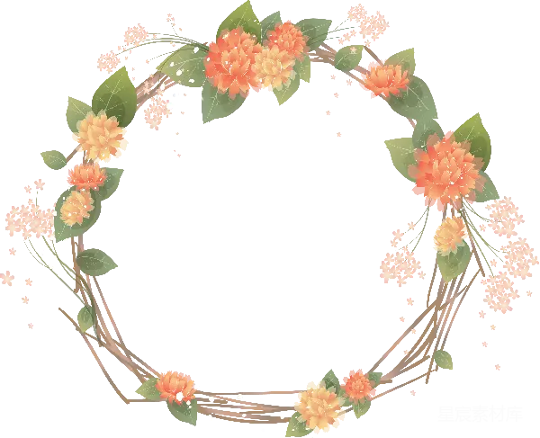 元素素材 花卉圆形装饰边框