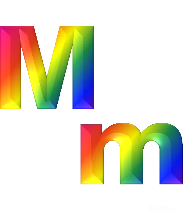 元素素材 彩虹渐变字母M和m