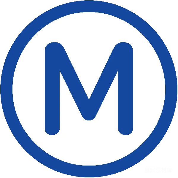 元素素材 蓝色圆圈中的大写字母M标志