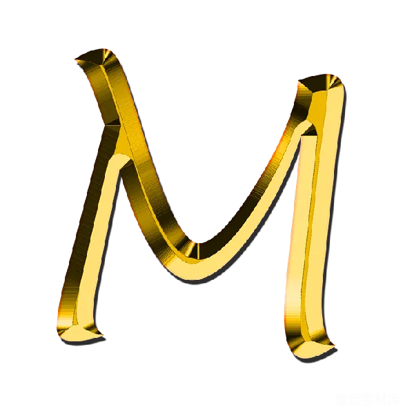 元素素材 金色立体字母M