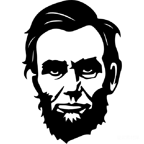 元素素材 黑白简笔画风格林肯肖像