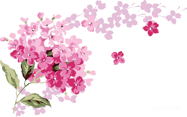元素素材 粉红色花朵的剪影艺术