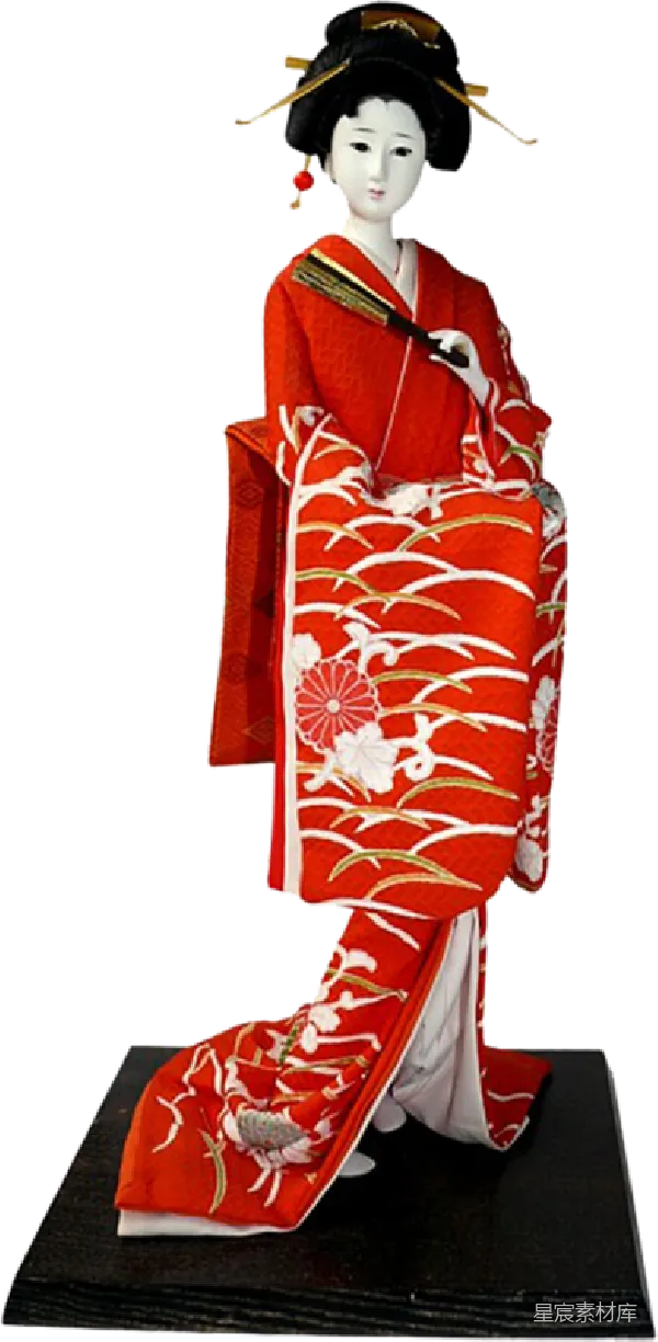 元素素材 日本传统和服女童人偶