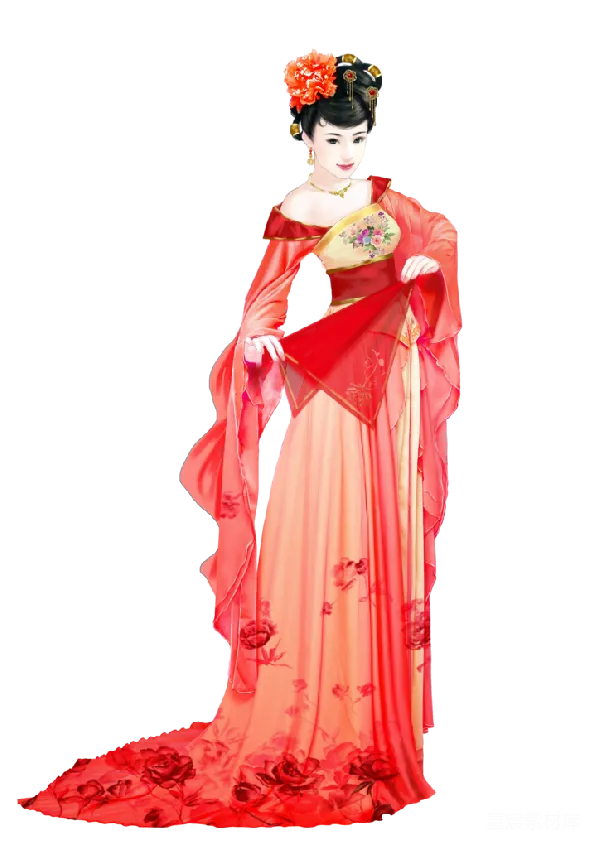 元素素材 古典红衣女子