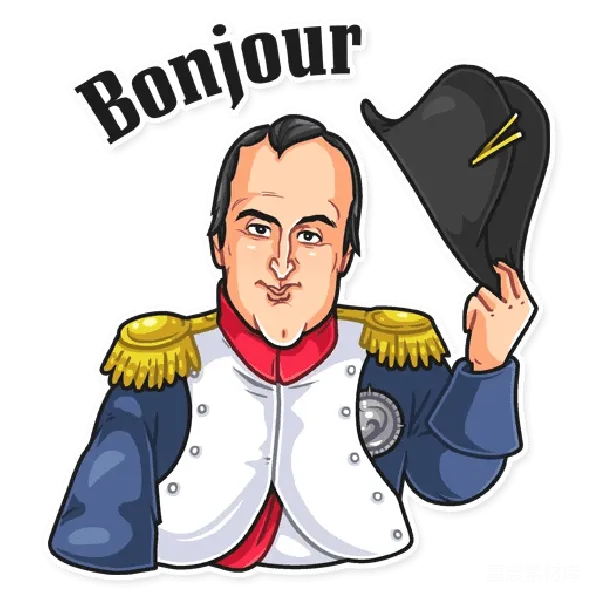元素素材 Bonjour - 嘉庆皇帝卡通贴纸