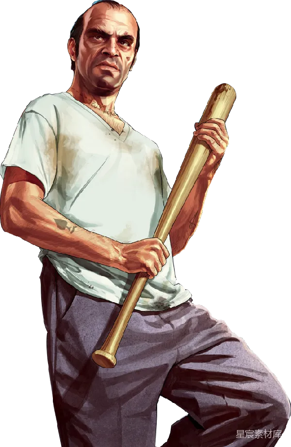 元素素材 手持棒球棒的男子插画