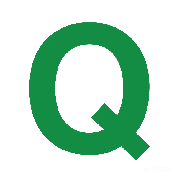 元素素材 绿色圆形字母Q