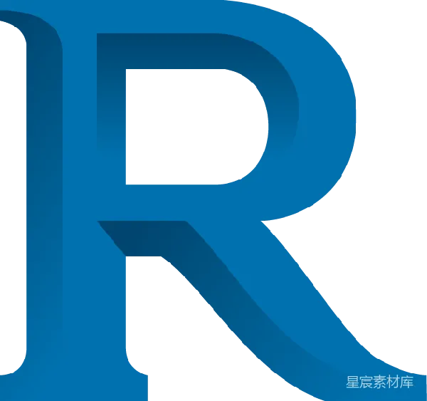 元素素材 蓝色渐变的R字母