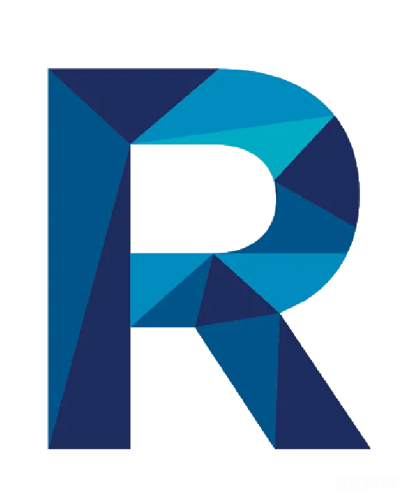 元素素材 蓝色几何风格字母R
