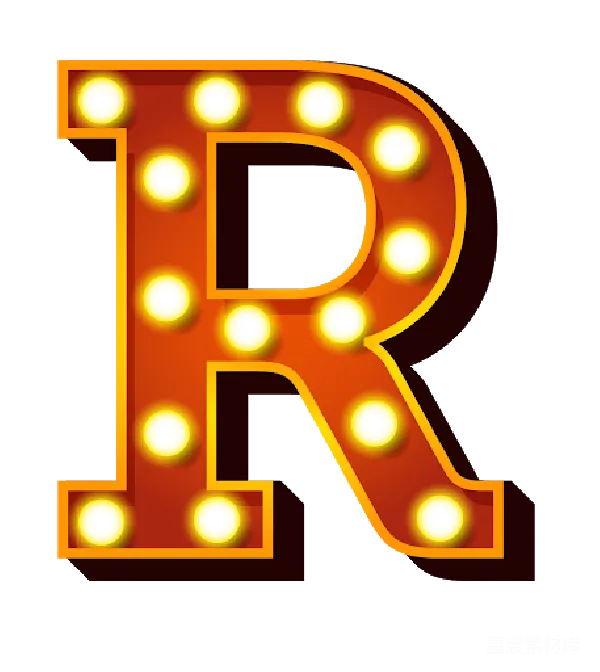 元素素材 闪烁灯泡字母R