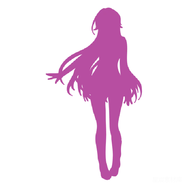 元素素材 紫色轮廓的女性剪影