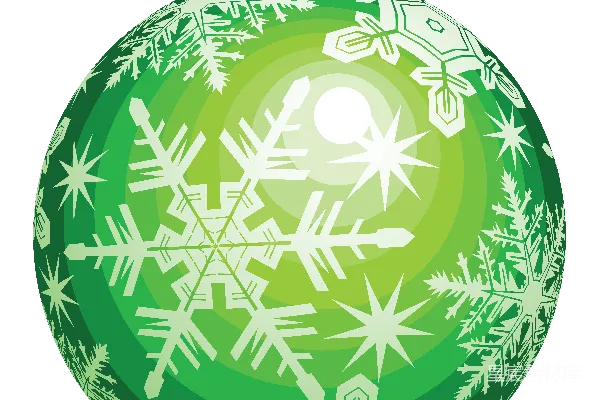 元素素材 绿色雪花装饰球