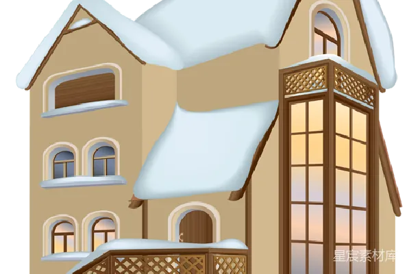 元素素材 雪中的老式建筑