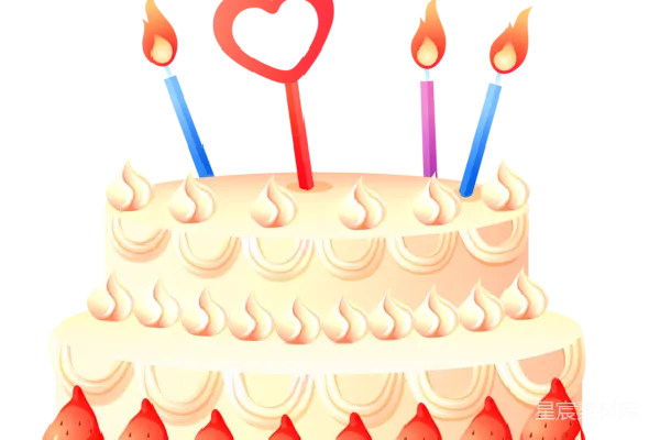 元素素材 心形蜡烛的双层生日蛋糕