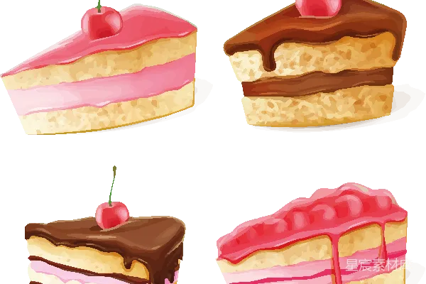 元素素材 卡通风格的四块蛋糕插图