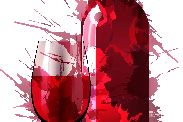 元素素材 红酒与酒杯的水彩插画