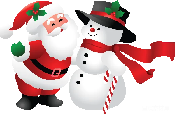 元素素材 圣诞老人与雪人