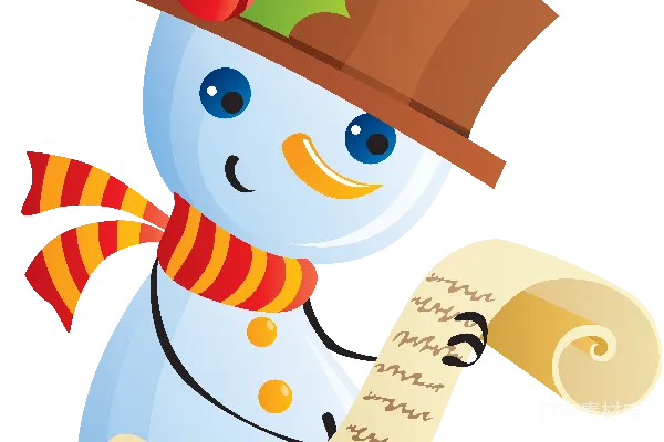 元素素材 圣诞雪人与信件插图