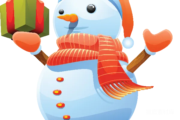 元素素材 可爱圣诞雪人送礼