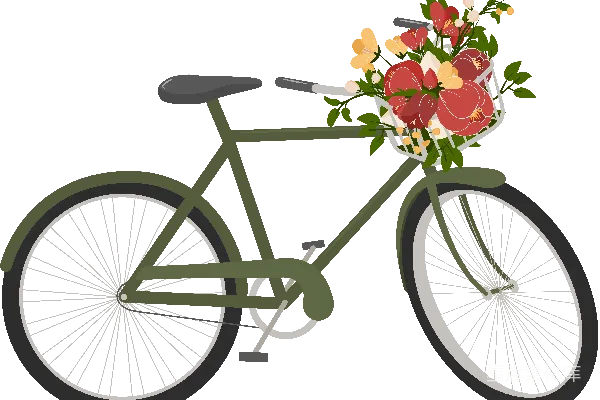 元素素材 装满鲜花的自行车插图