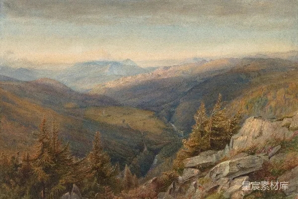 高清摄影 山谷背景中的山水画