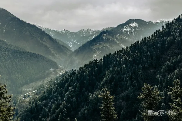 高清摄影 山间白天绿树
