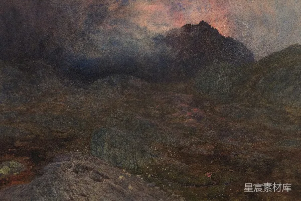 高清摄影 山景画，背景是天空。