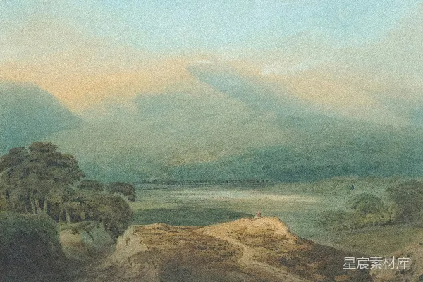 高清摄影 背景中有山的山水画