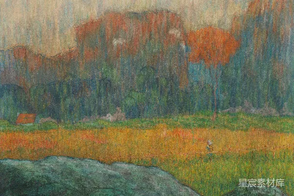 高清摄影 背景中有山的一幅田园画