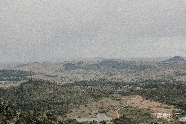 高清摄影 白天的绿色树木和山峦的空中俯视景观