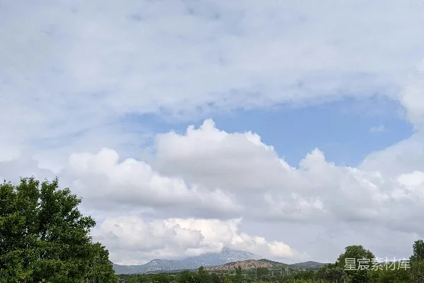 高清摄影 背景中有树和云的草地