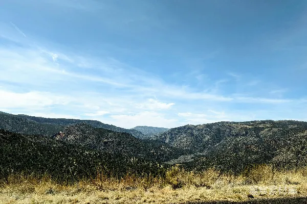 高清摄影 背景中有山的草地区域