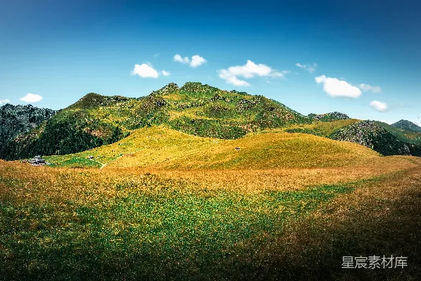 高清摄影 背景是山丘的草地场