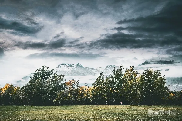 高清摄影 背景中有树木和山的风景图