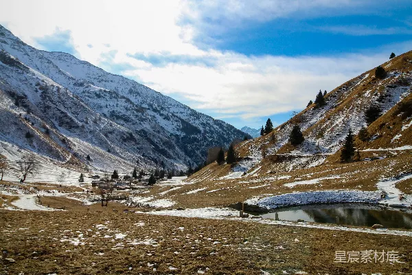 高清摄影 背景中有山的一片崎岖地带
