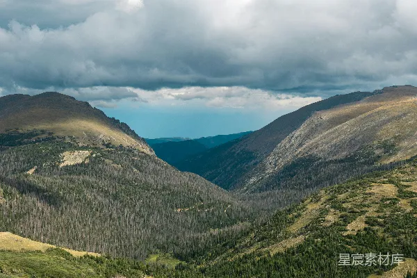 高清摄影 背景中有山的山谷景色