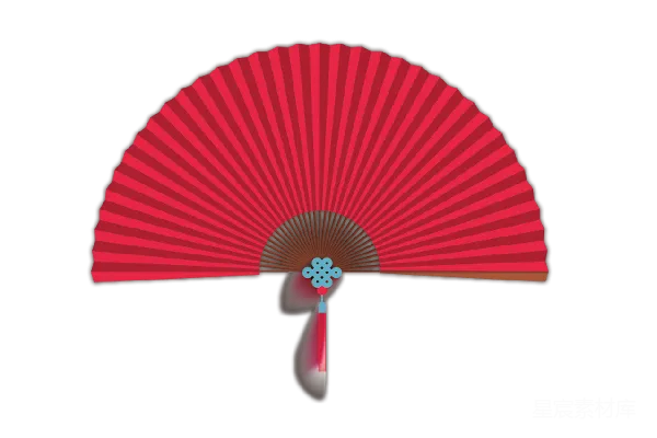 元素素材 红色折扇插画