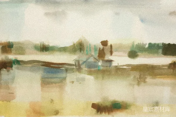 高清摄影 抽象水彩画 landscapes 与 建筑物 。