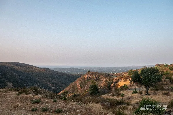 高清摄影 山坡上绿色的草地在蓝天下的白天