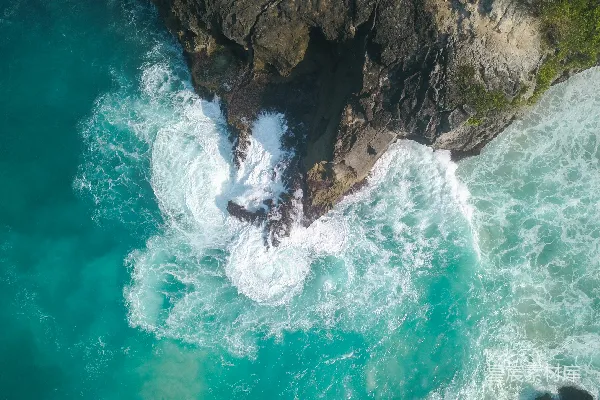 高清摄影 白天的海岸岩石形态 aerial 照片