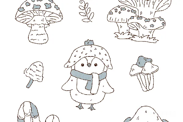 韩系极简 蘑菇插画