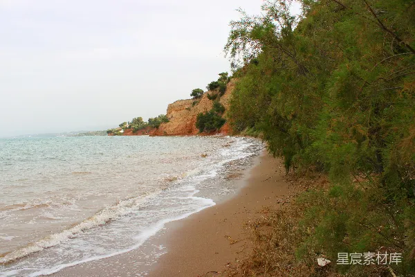 高清摄影 海边眺望的海滩景色