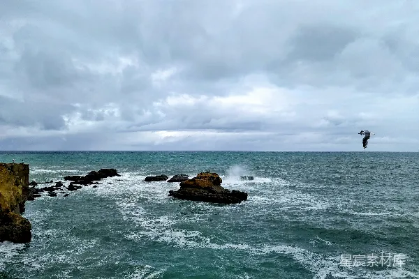 高清摄影 海边一个人放风筝
