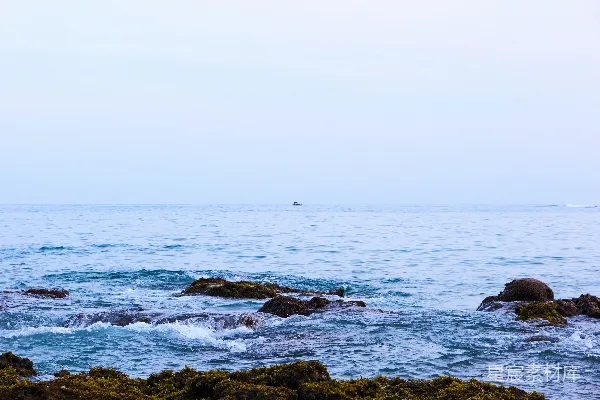 高清摄影 海边一个滑板人在波浪上骑行