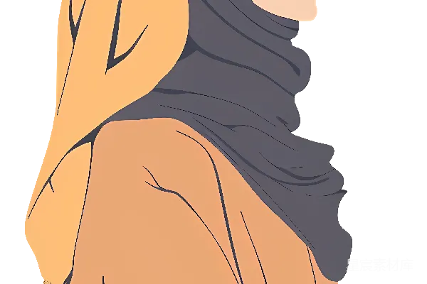 元素素材 身穿橙色长袍的女性剪影