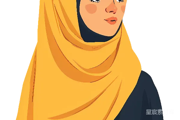 元素素材 戴着黄色头巾的女性插画