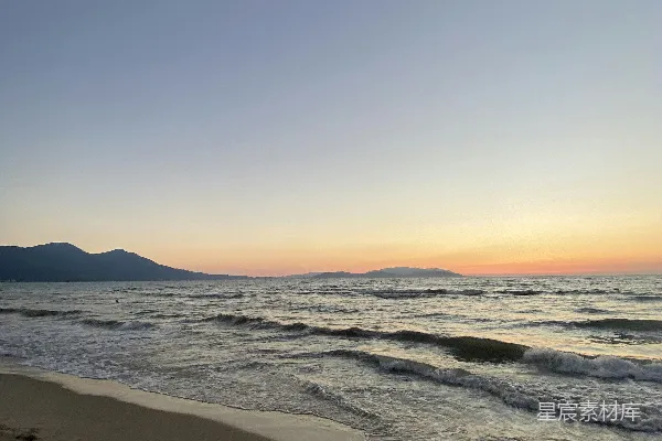 高清摄影 夕阳下海滩上的海景视图