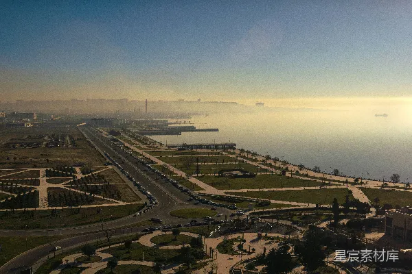 高清摄影 城市和水域的空中俯瞰