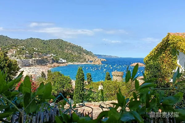 高清摄影 从山顶看去的一片水域